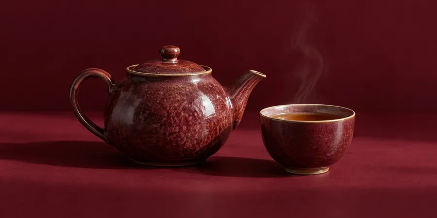 Taza de infusión y una tetera sobre una mesa